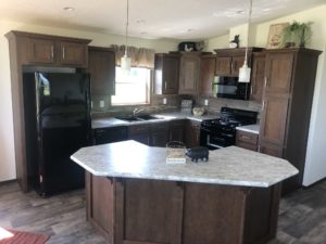 Kitchen in home on display.