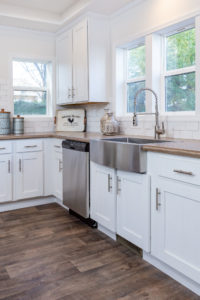 Farmhouse sink with hi-neck spring faucet