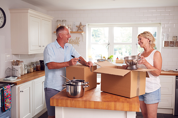 Older couple downsizing their home