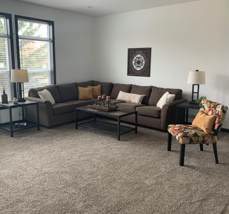 Furnished modular home living room corner